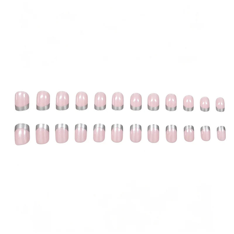 Elegant Silver-Tipped Acrylic Nail Set Stornfield