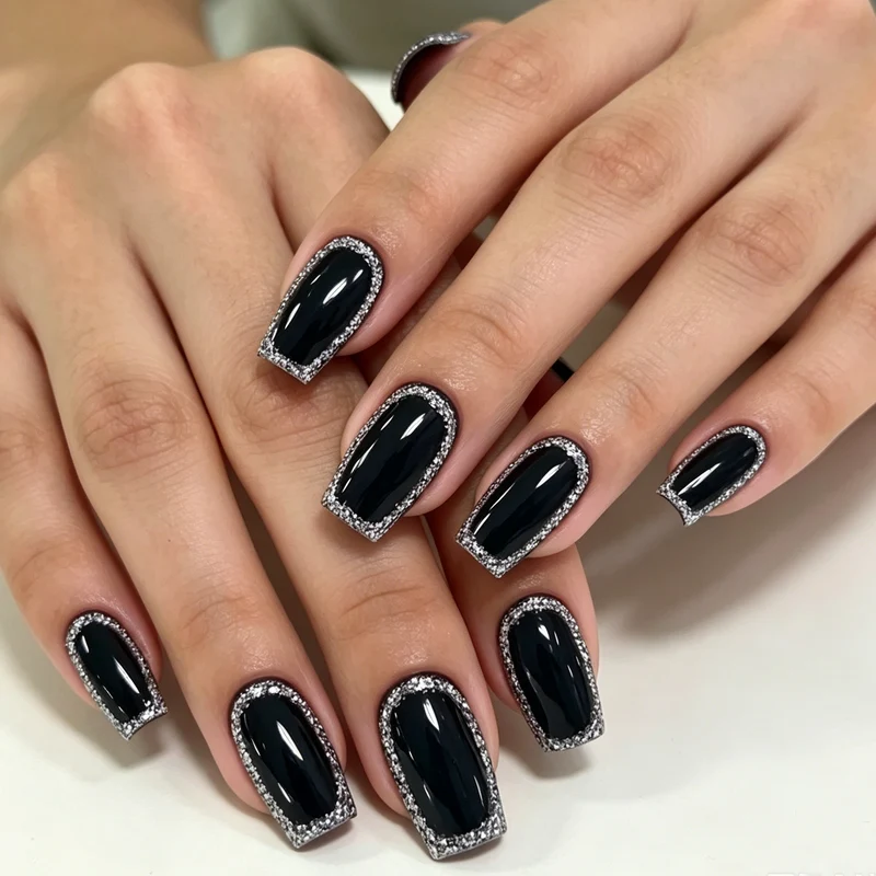 Elegant Rhinestone-Trimmed Gel Nail Enhancements Stornfield
