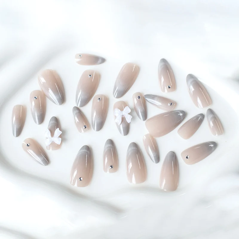 Elegant Rhinestone and Bow Nail Art Extensions Stornfield