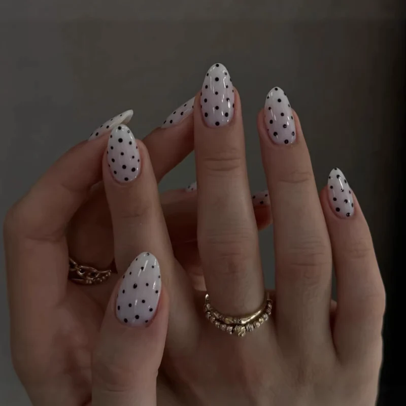 Elegant Polka Dot Press-On Nail Enhancements Stornfield