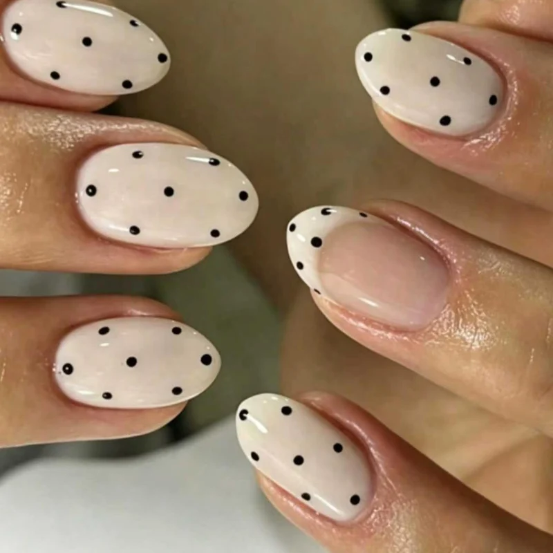 Elegant Polka Dot Nail Art Enhancements Stornfield