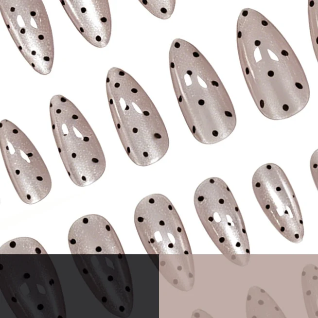 Elegant Polka Dot Almond-Shaped Nail Art Enhancements Stornfield