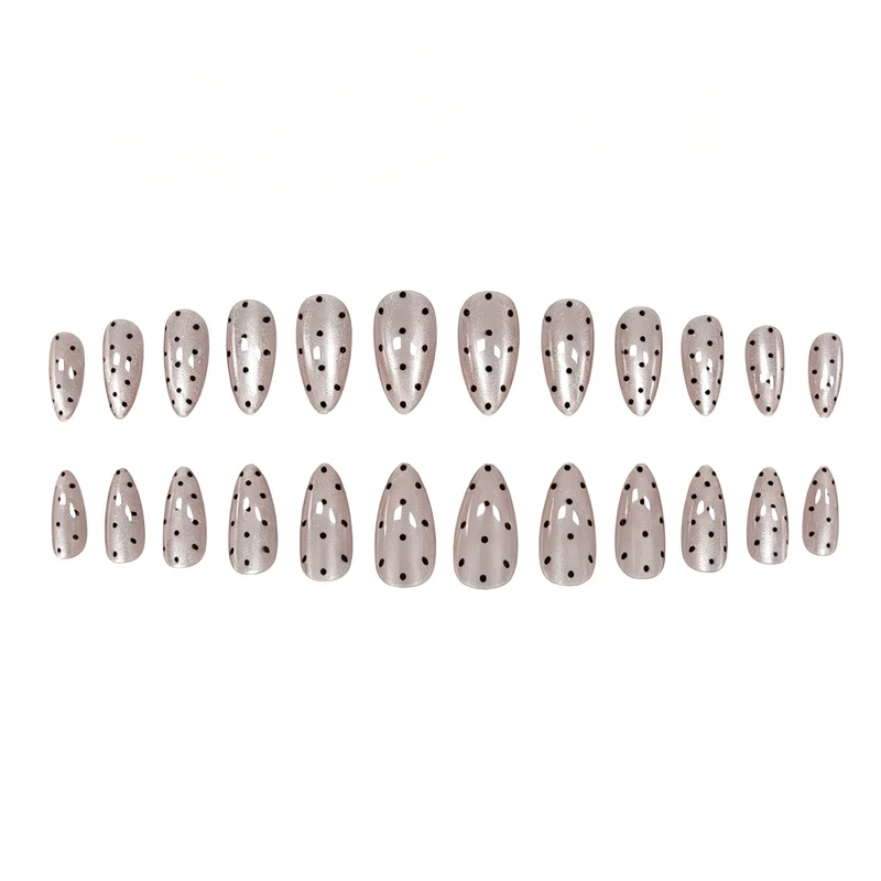 Elegant Polka Dot Almond-Shaped Nail Art Enhancements Stornfield