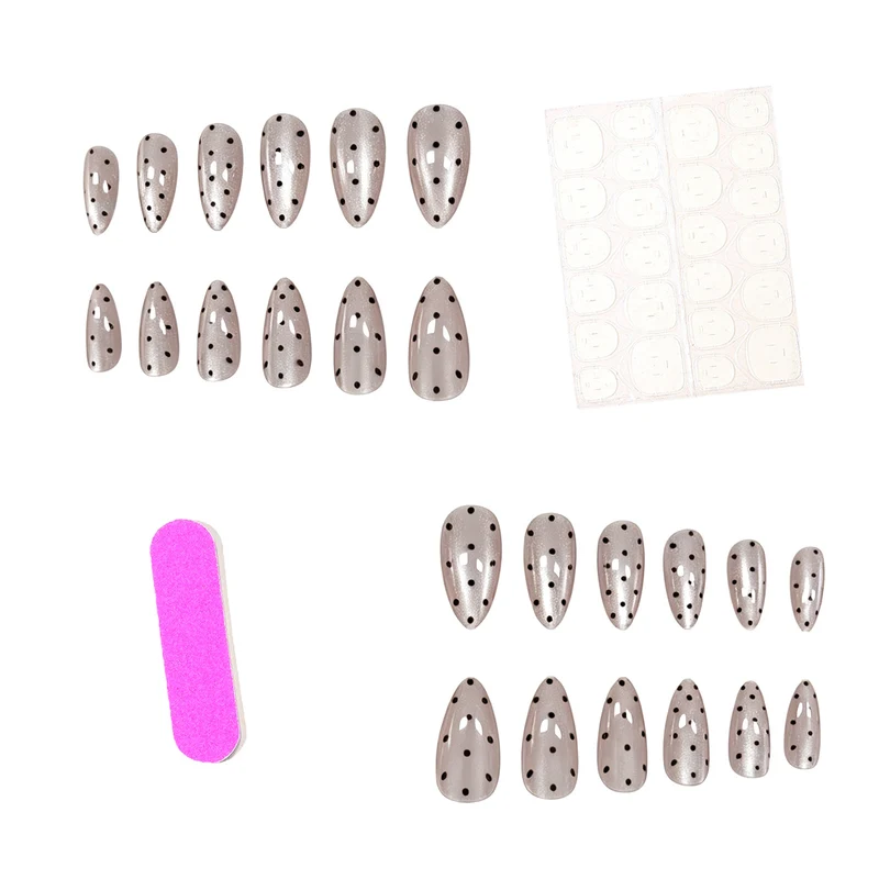 Elegant Polka Dot Almond-Shaped Nail Art Enhancements Stornfield