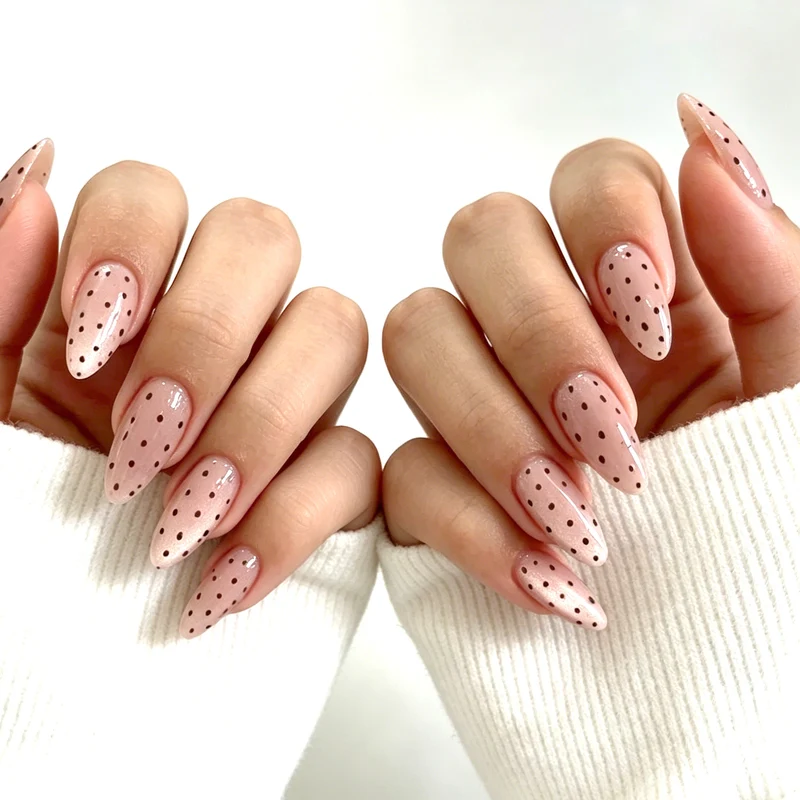 Elegant Polka Dot Acrylic Nail Enhancements Stornfield