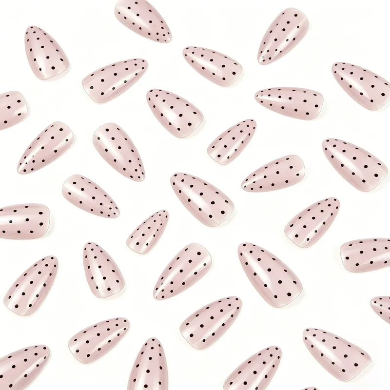 Elegant Polka Dot Acrylic Nail Enhancements Stornfield