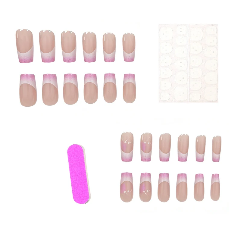 Elegant French Tip Glitter Nail Set Stornfield