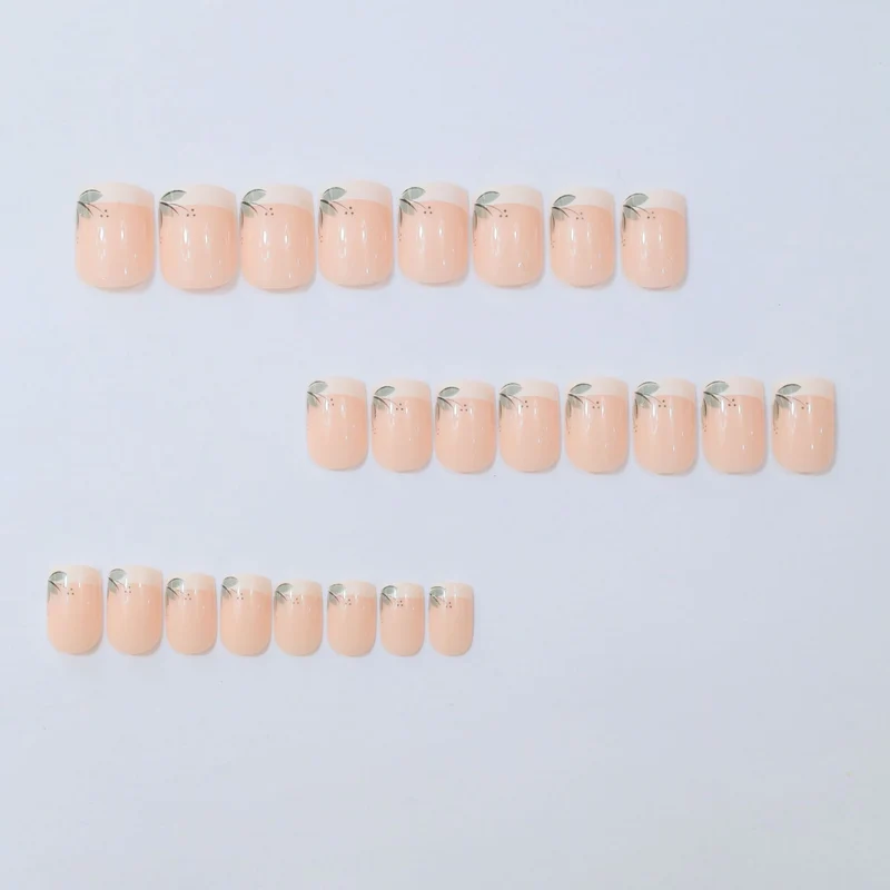 Elegant French Tip Floral Nail Enhancements Stornfield