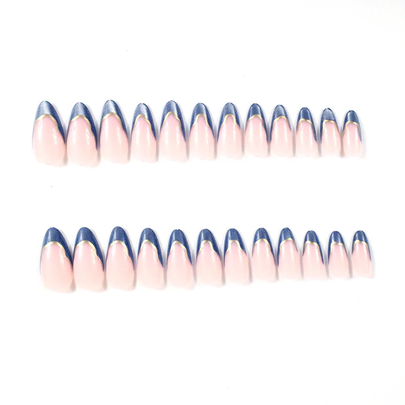 Elegant French Tip Blue Ombre Nail Enhancements Stornfield