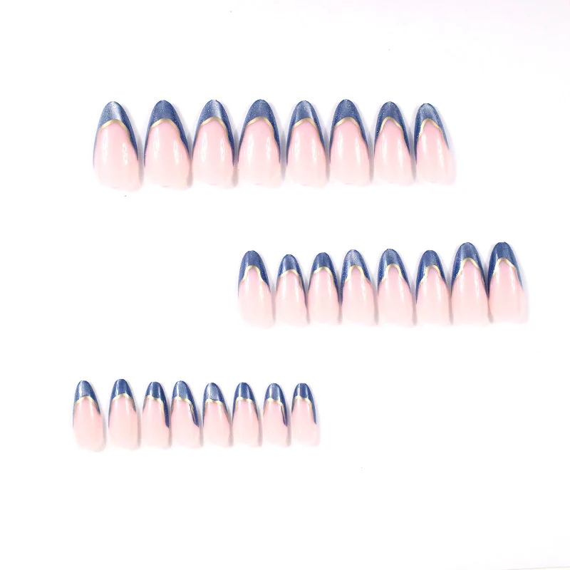 Elegant French Tip Blue Ombre Nail Enhancements Stornfield