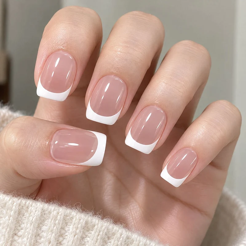 Elegant French Tip Acrylic Nail Set Stornfield