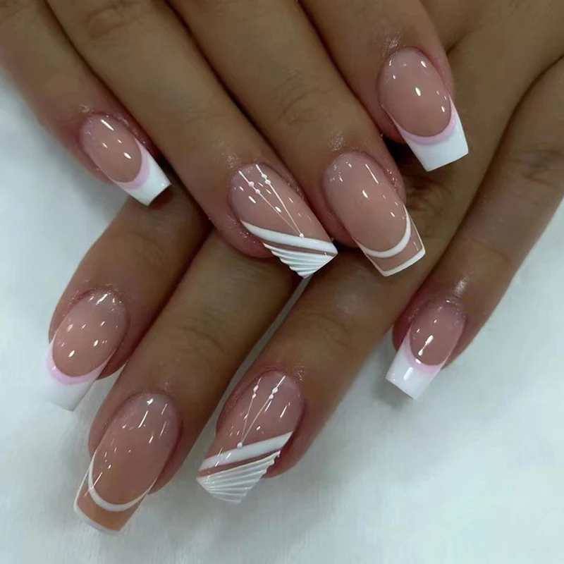Elegant French Tip Acrylic Nail Design Stornfield