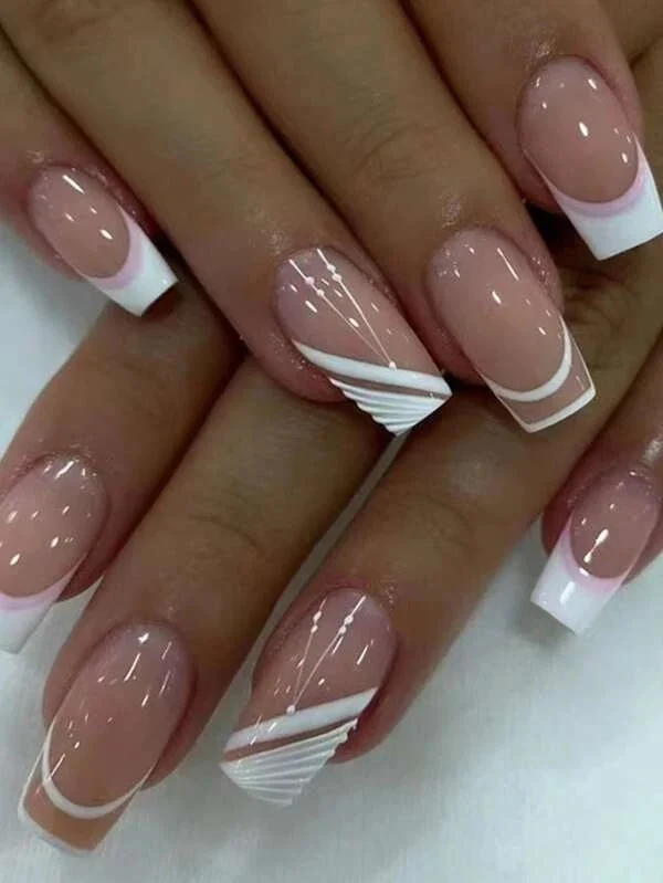 Elegant French Tip Acrylic Nail Art Stornfield