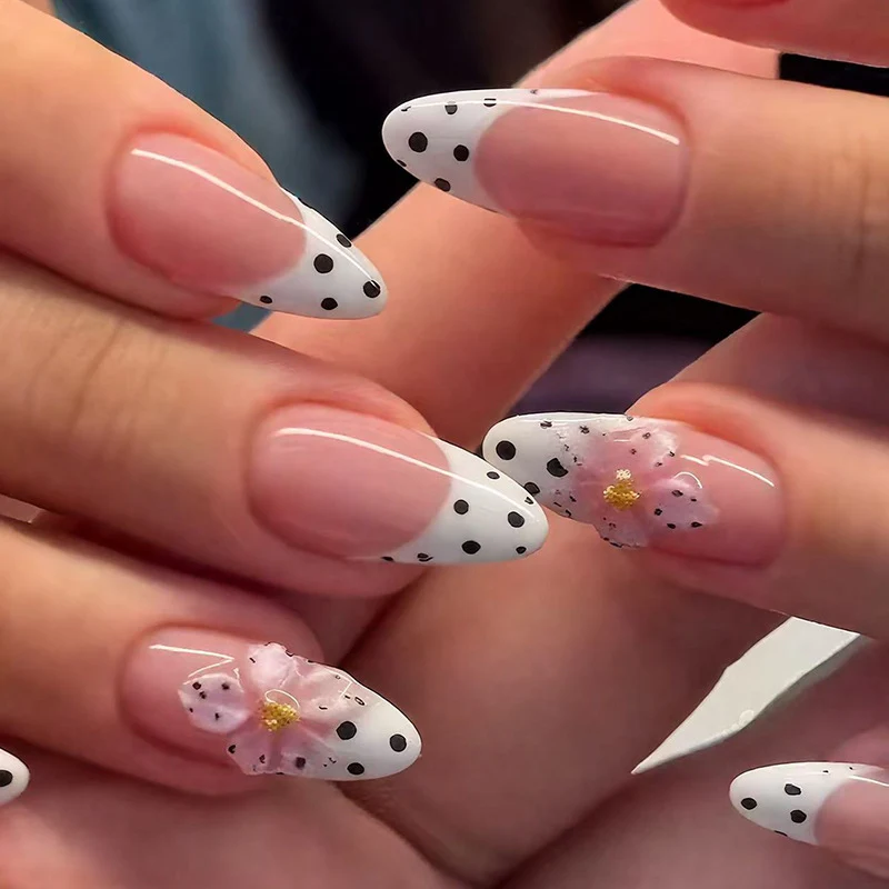 Elegant Floral Tip Acrylic Nail Enhancements Stornfield
