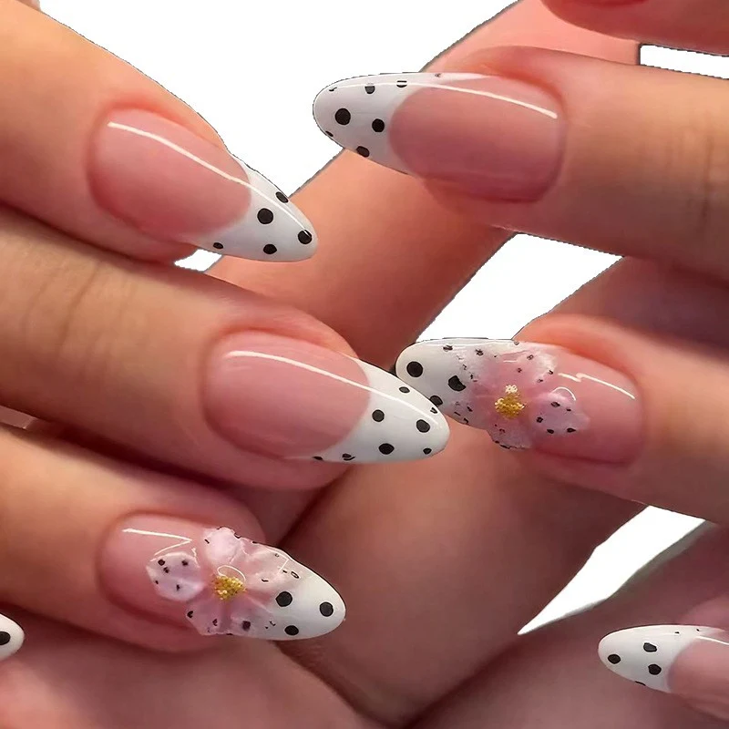 Elegant Floral Tip Acrylic Nail Enhancements Stornfield