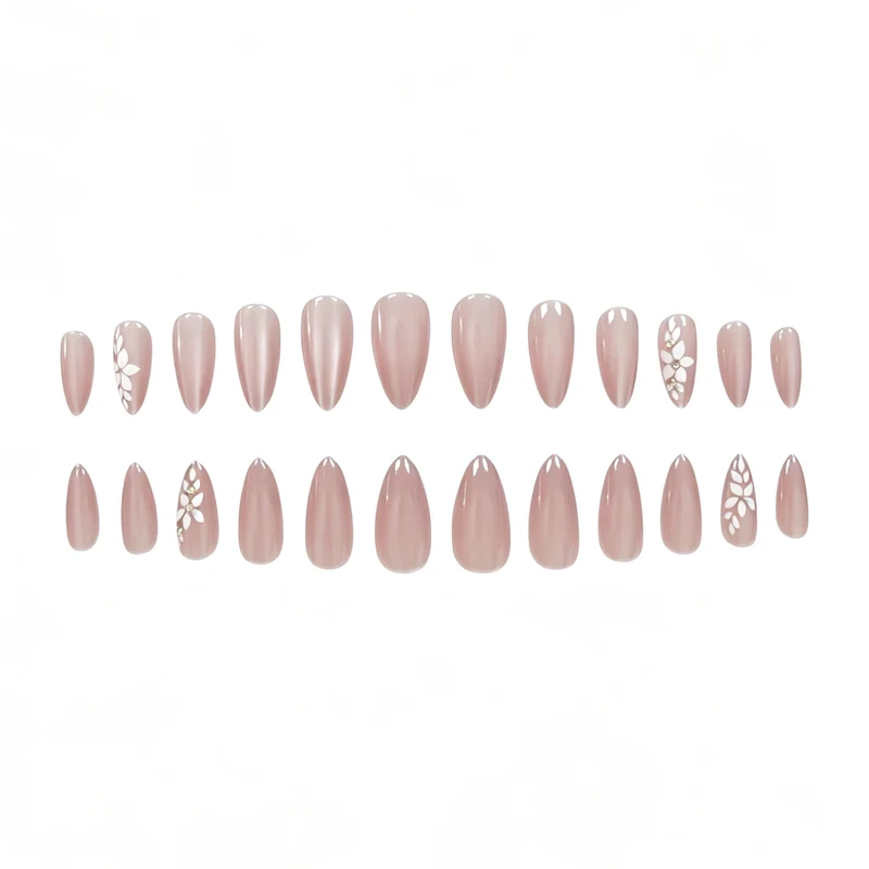 Elegant Floral Press-On Nail Enhancements Stornfield