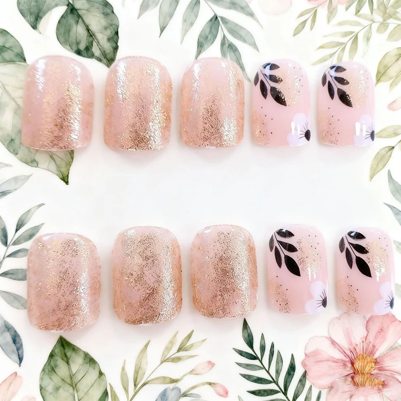 Elegant Floral Graphic Nail Set Stornfield