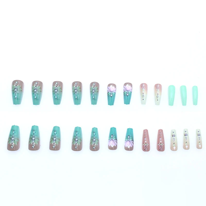 Elegant Floral Gemstone Nail Art Stornfield