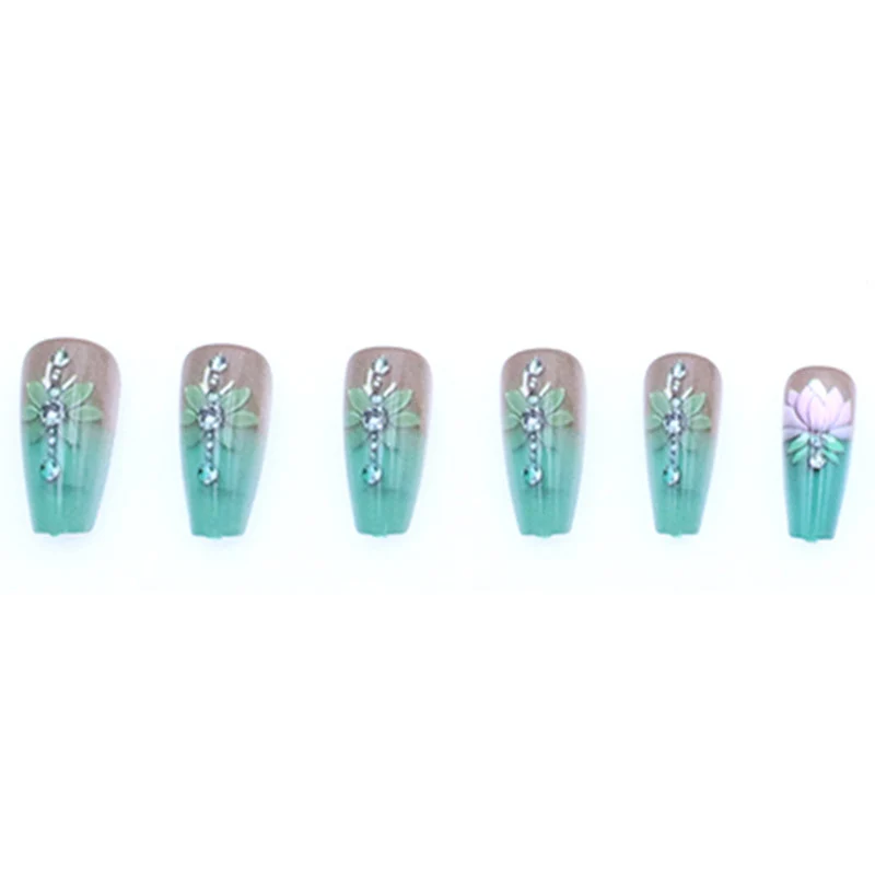 Elegant Floral Gemstone Nail Art Stornfield