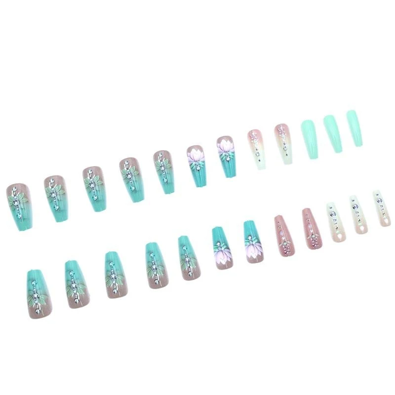 Elegant Floral Gemstone Nail Art Stornfield
