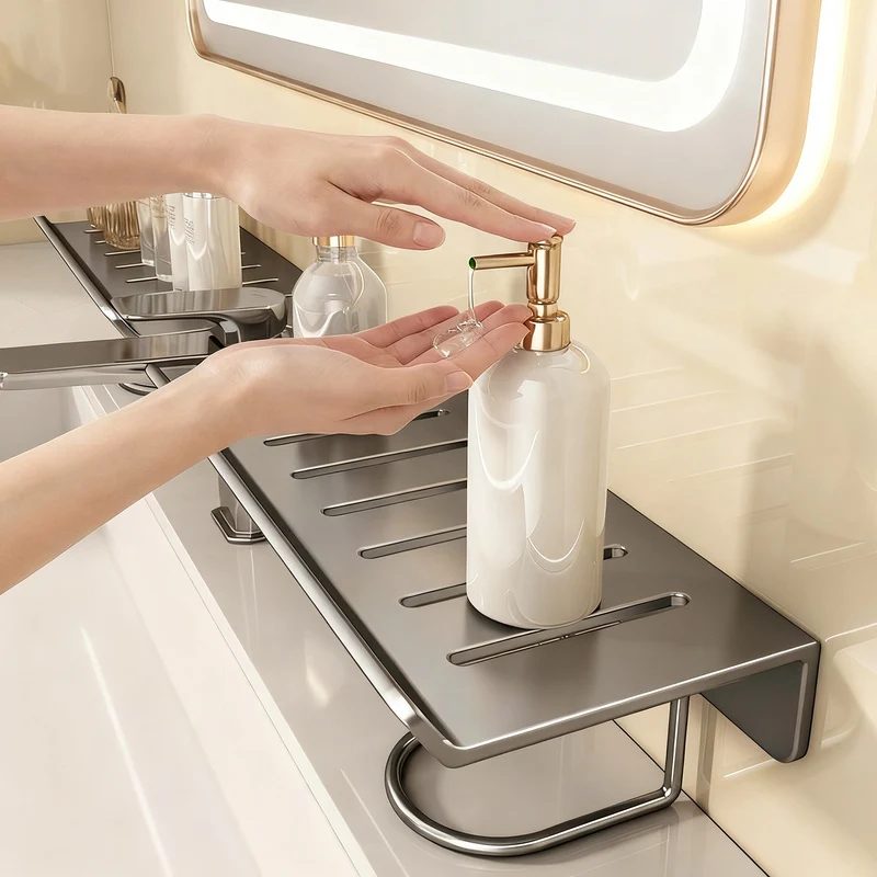 Wandregal für Waschbecken, Stahl, ohne Bohren