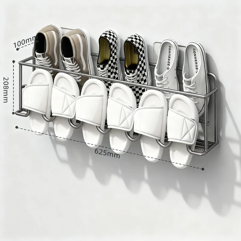 Wandmontiertes Schuhregal ohne Bohren