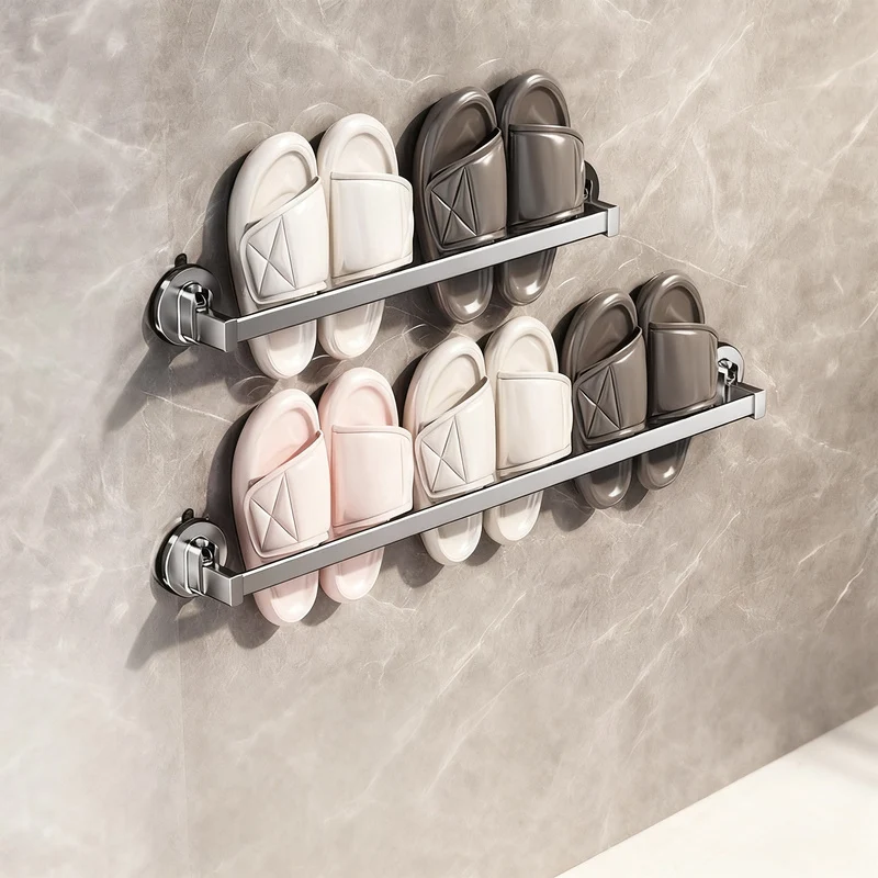 Wandmontiertes Pantoffelregal aus Weltraum-Aluminium