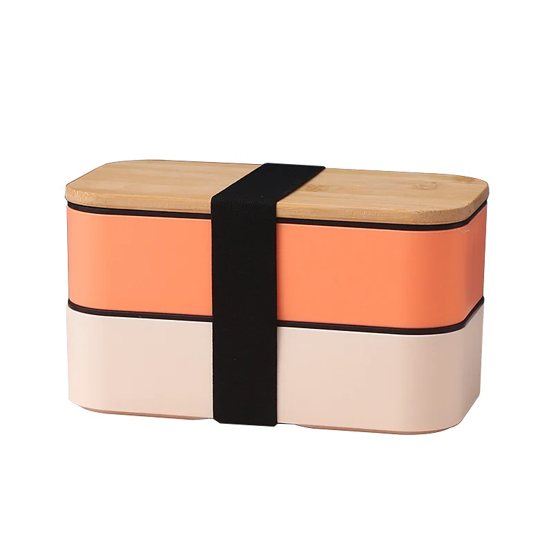 Dual-Tiered Bamboo Top Lunch Box