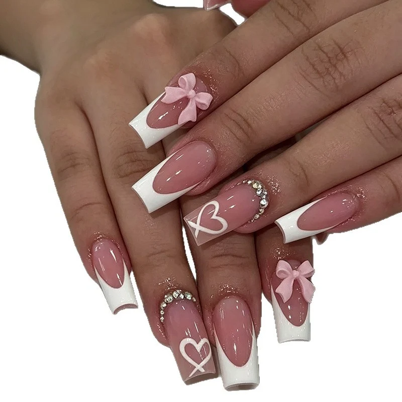 Decorative Heart Design Acrylic Nail Enhancements Stornfield