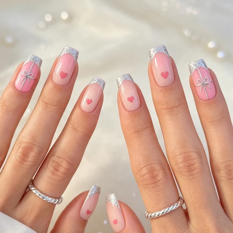 Decorative Heart and Glitter Nail Enhancements Stornfield