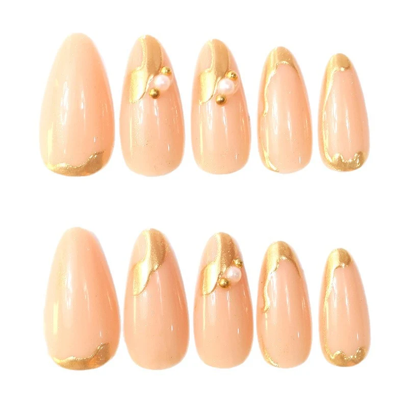 Decorative Gold-Accented Acrylic Nail Art Stornfield