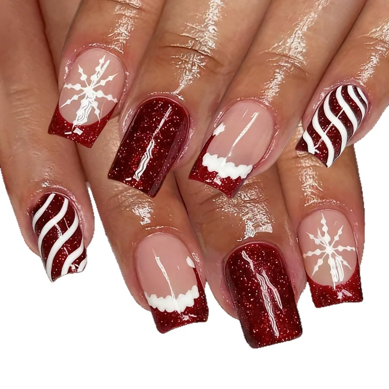 Decorative Glittery Winter Nail Art Enhancements Stornfield