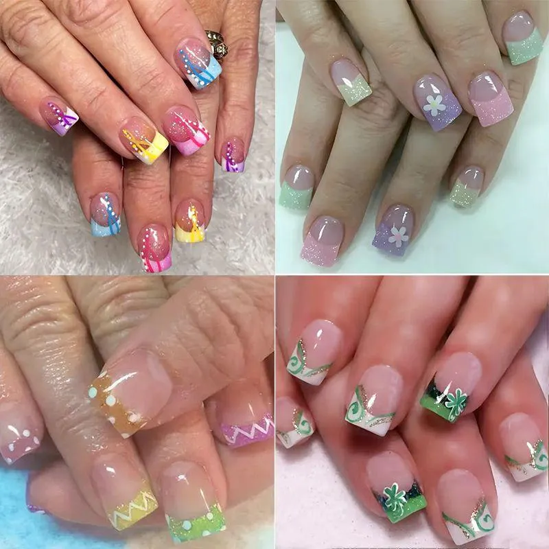 Decorative French Tip Nail Art Enhancements Stornfield