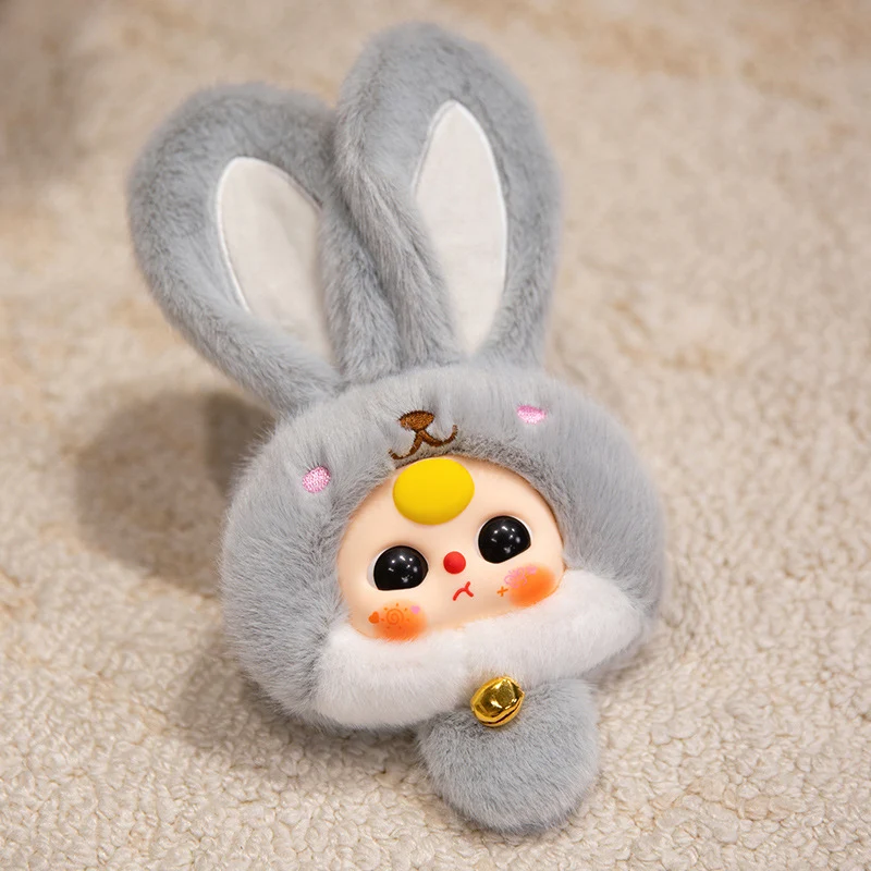 Bunny Plüsch Taschenanhänger mit Glocke und sammelbarem Harzgesicht Karnz