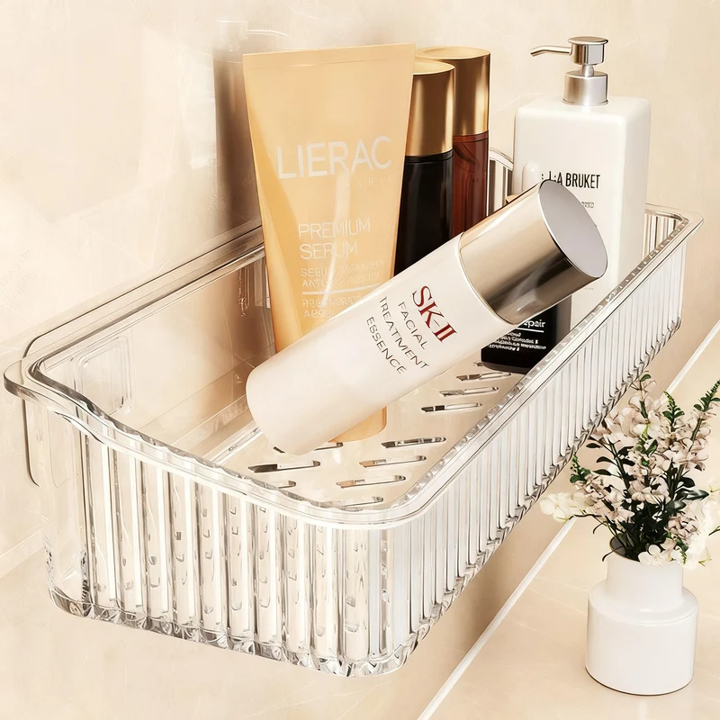 Transparente Badezimmer-Wandablage, ohne Bohren