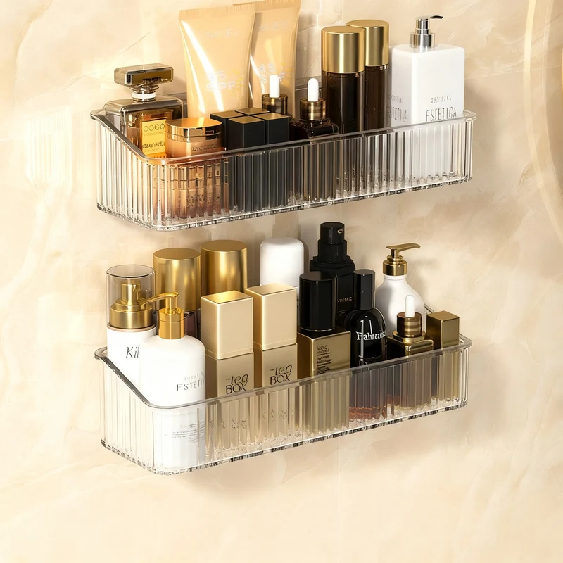 Transparente Badezimmer-Wandablage, ohne Bohren