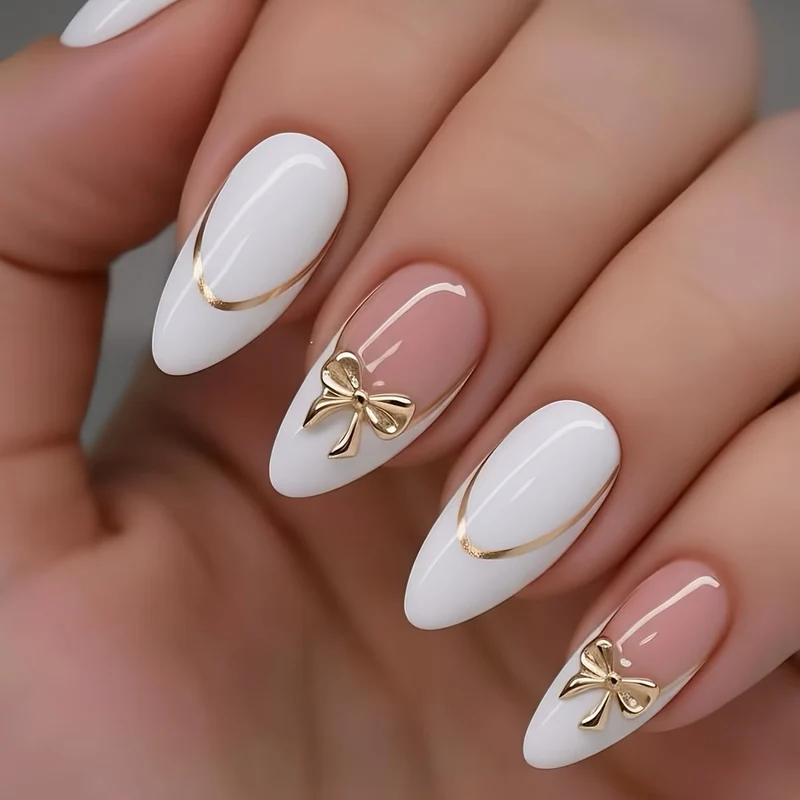 Elegant Stiletto Nail Art Extensions with Decorative Bow Stornfield