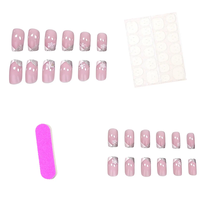 Elegant Snowflake French Tip Nail Art Stornfield