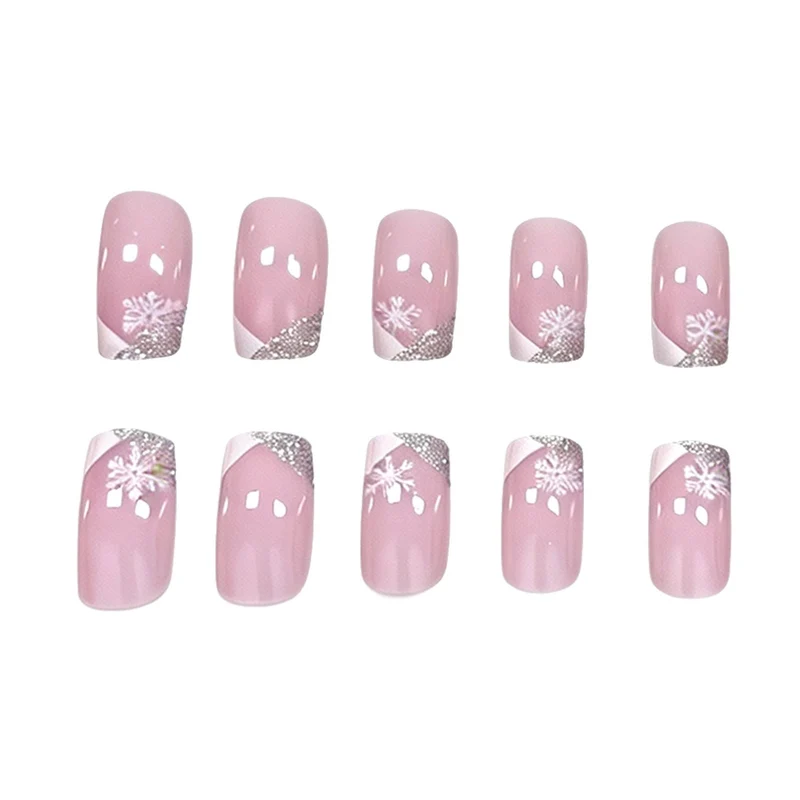 Elegant Snowflake French Tip Nail Art Stornfield