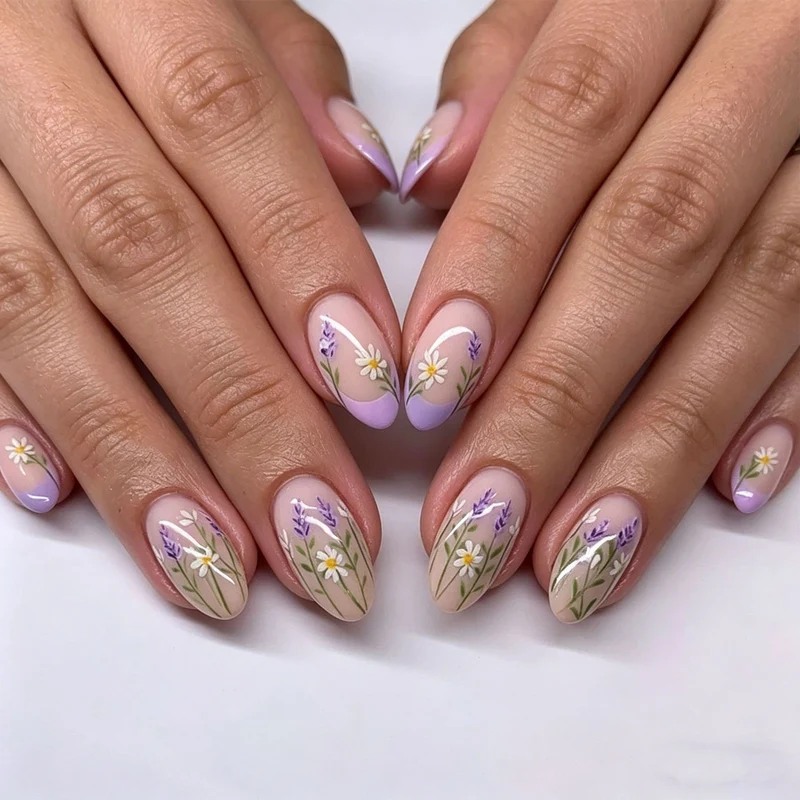 Elegant Floral Gel Nail Enhancements Stornfield