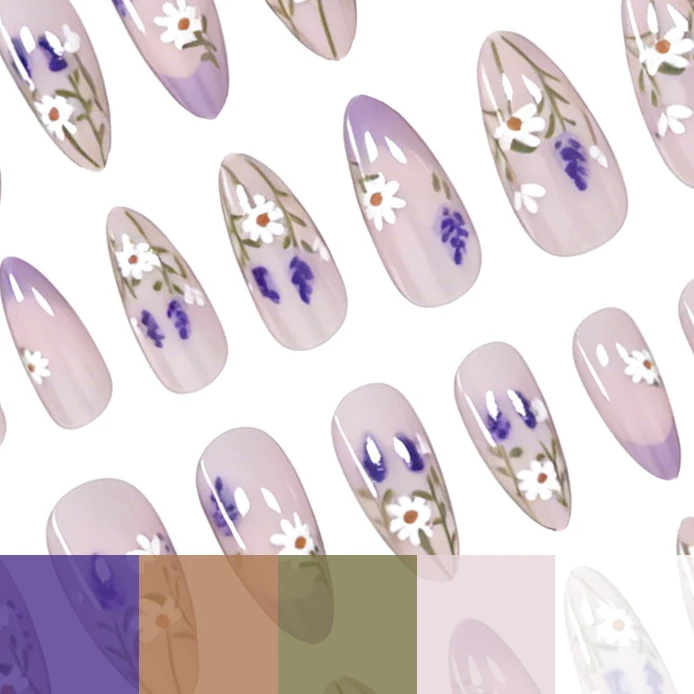 Elegant Floral Gel Nail Enhancements Stornfield