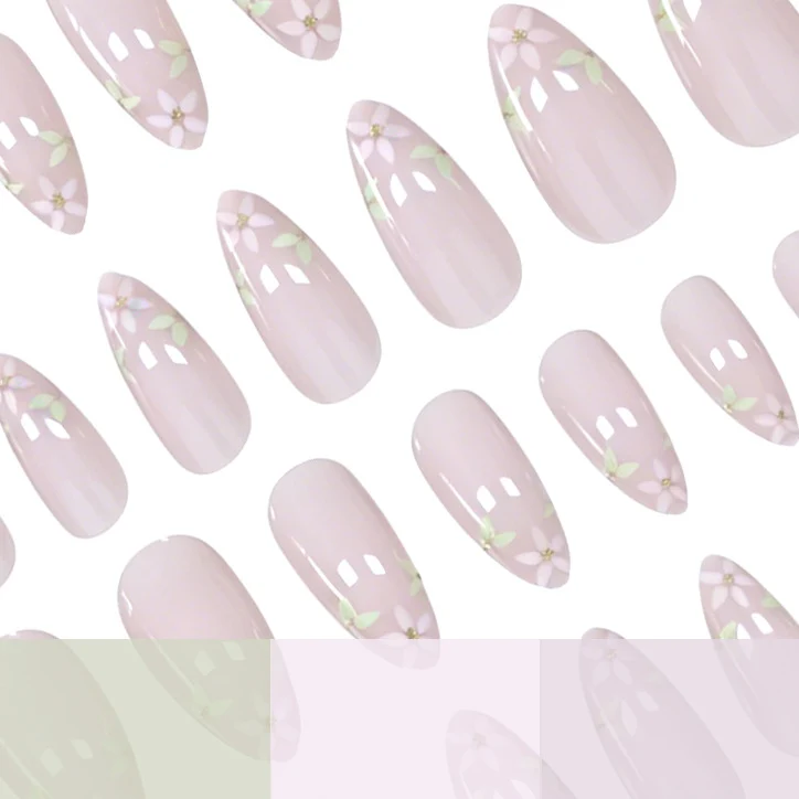 Elegant Floral French Tip Nail Art Extensions Stornfield