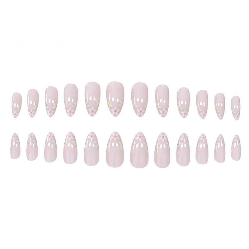 Elegant Floral French Tip Nail Art Extensions Stornfield