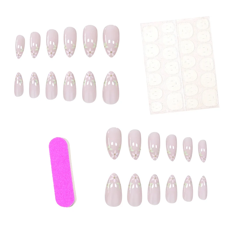 Elegant Floral French Tip Nail Art Extensions Stornfield