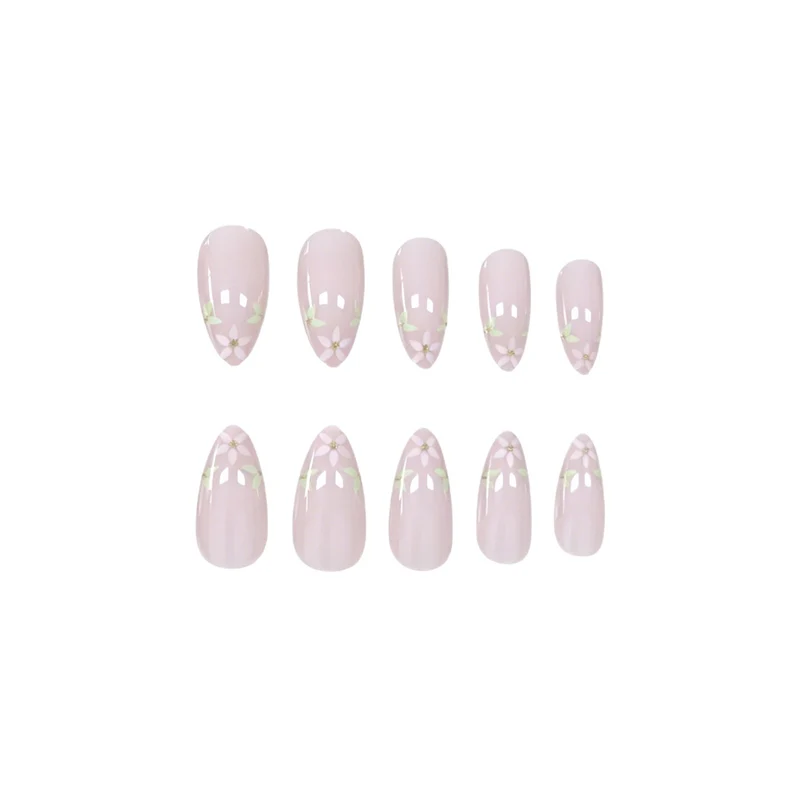 Elegant Floral French Tip Nail Art Extensions Stornfield