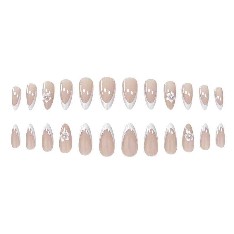 Elegant Floral French Tip Acrylic Nail Enhancements Stornfield