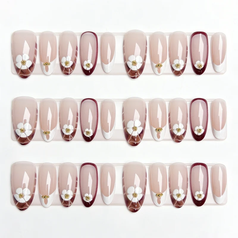 Elegant Floral Design Press-On Nail Enhancements Stornfield