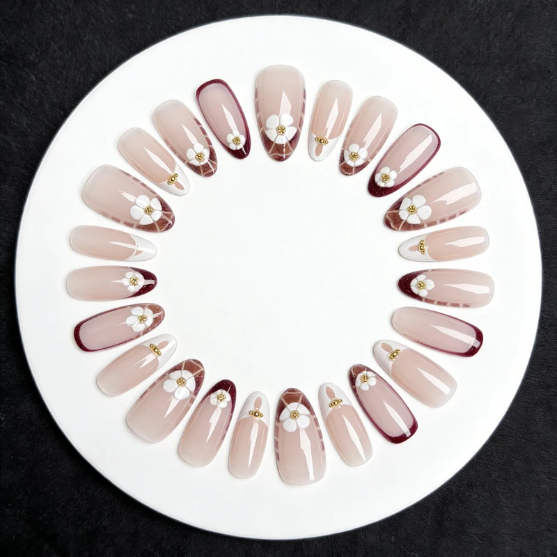 Elegant Floral Design Press-On Nail Enhancements Stornfield