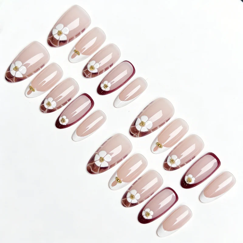 Elegant Floral Design Press-On Nail Enhancements Stornfield