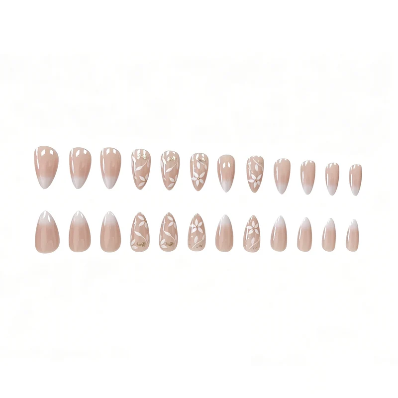 Elegant Floral Design Acrylic Nail Extensions Stornfield